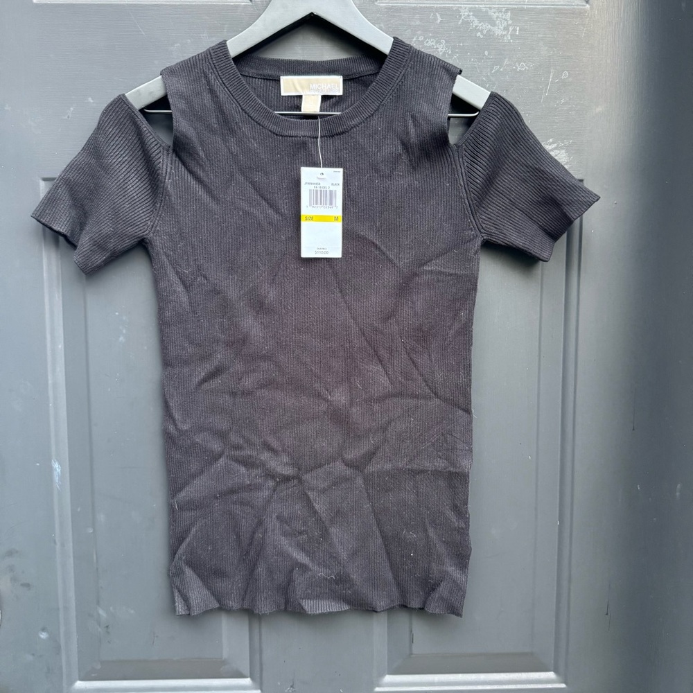 Michael Kors Black Cold Shoulder Summer Sweater